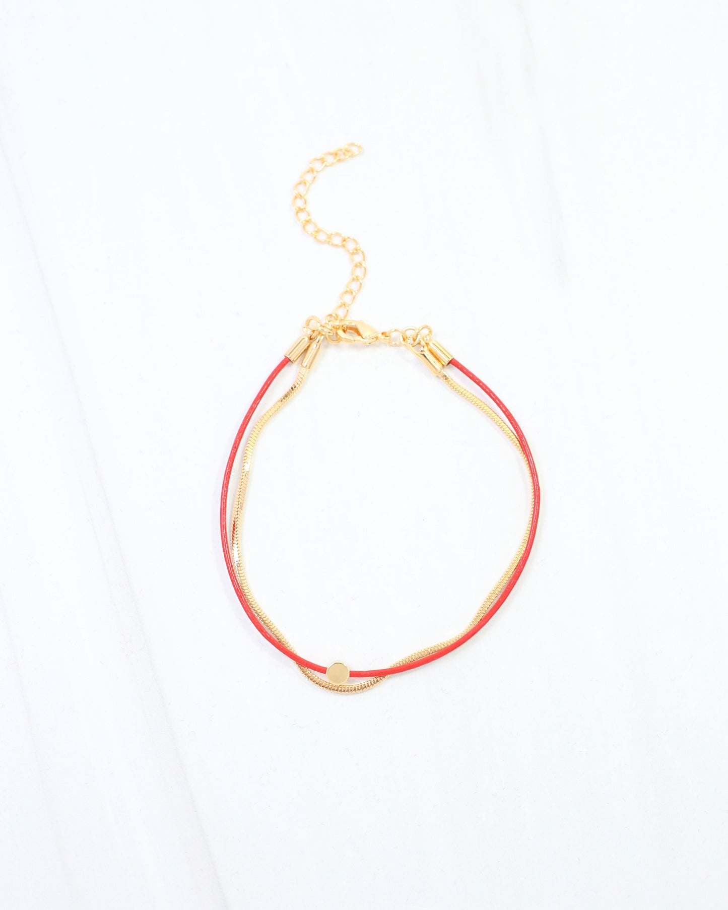 Paula Cord and Chain Bracelet Red