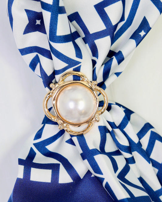 Palmcreat Pearl Scarf Ring Gold
