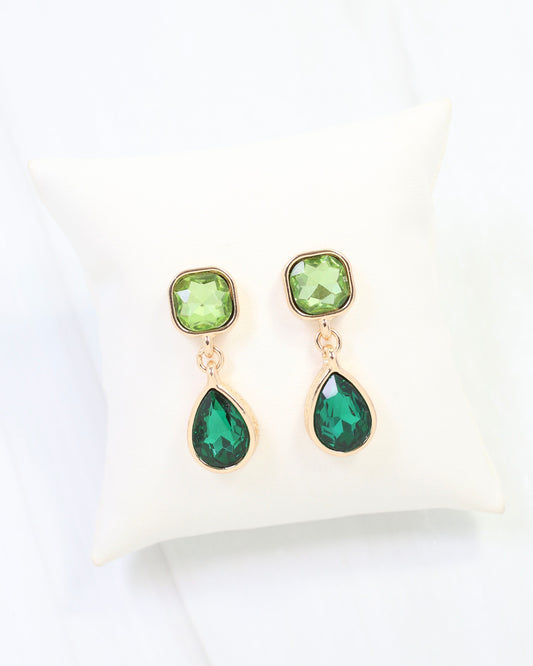 Roxanne Rhinestone Drop Earring Emerald