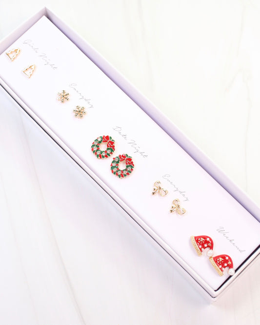 Holiday Cheer Earring Set Red