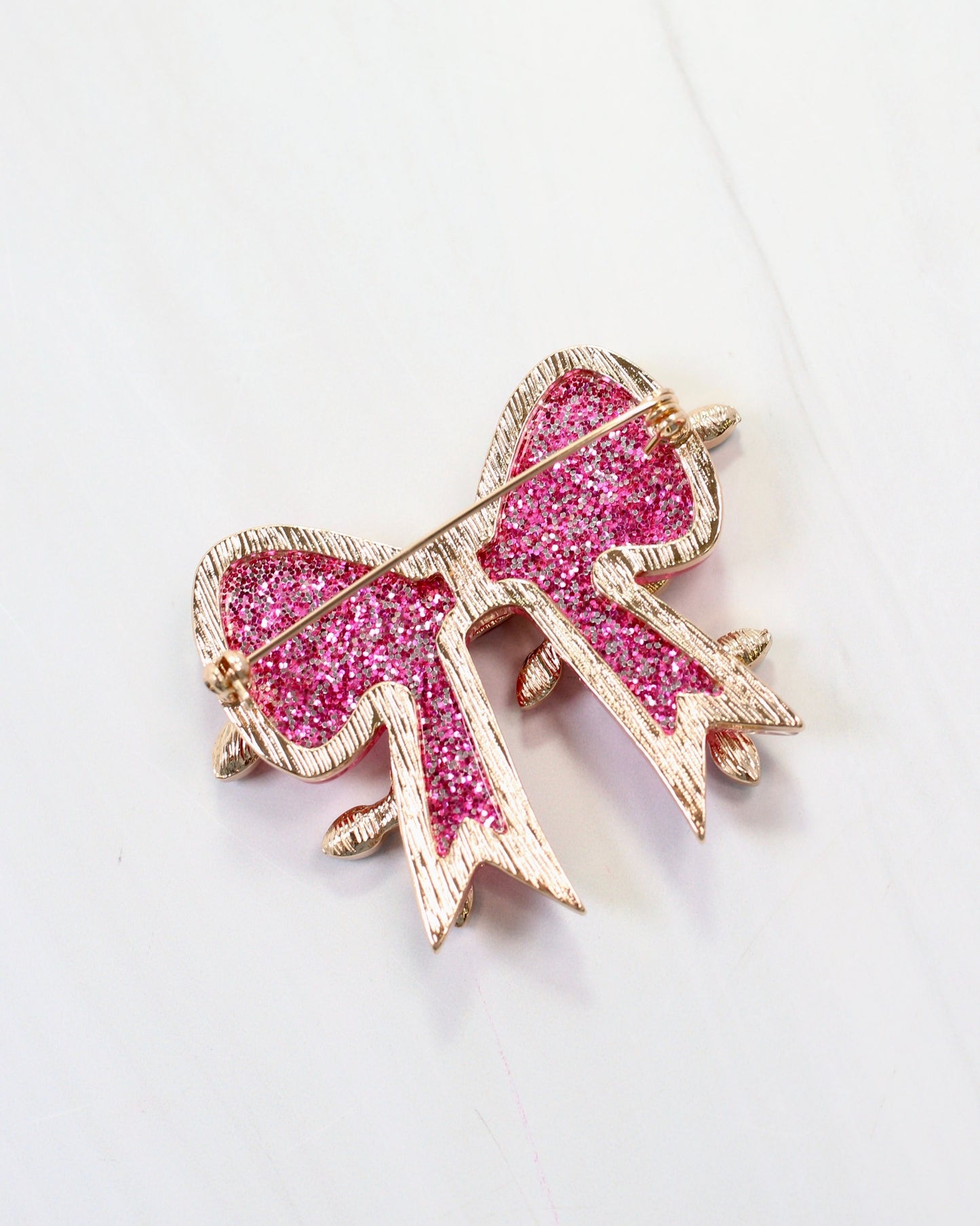 Bright and Merry Bow Brooch Hot Pink