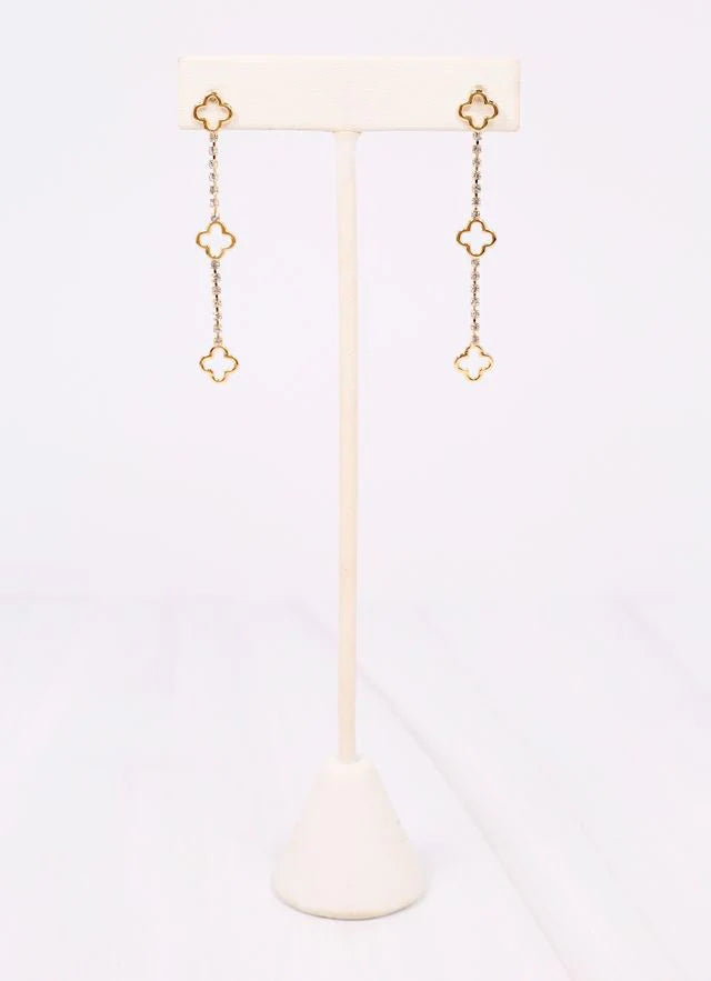 Dickinson CZ Clover Drop Earring GOLD