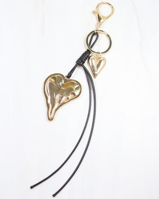 Kay Heart and Cord Bag Charm Black