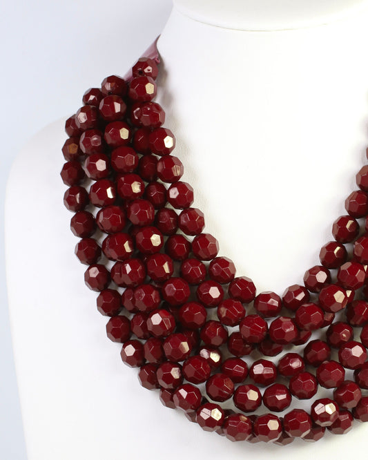Cadence Multi Layered Beaded Necklace Maroon