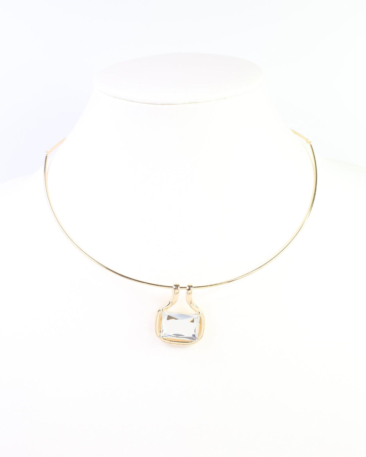 Griffin Wire and Crystal Necklace Clear