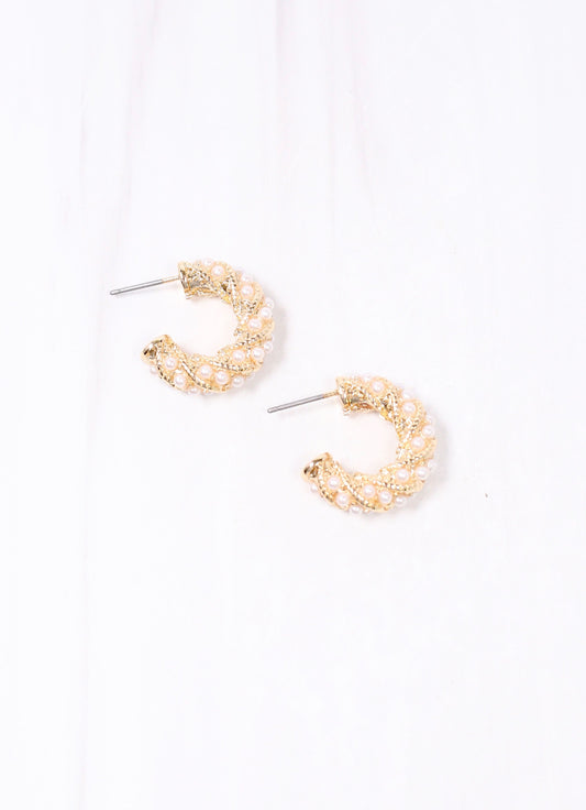 Caulifield Pearl Hoop Earring GOLD