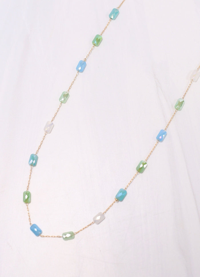 Fairway Glass Bead Necklace BLUE MULTI - Caroline Hill
