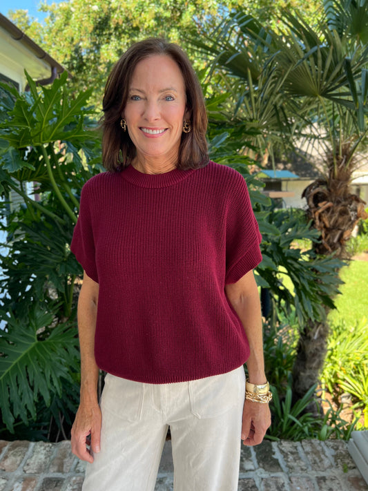 Fall Frenzy Garnet Knit Top - Caroline Hill