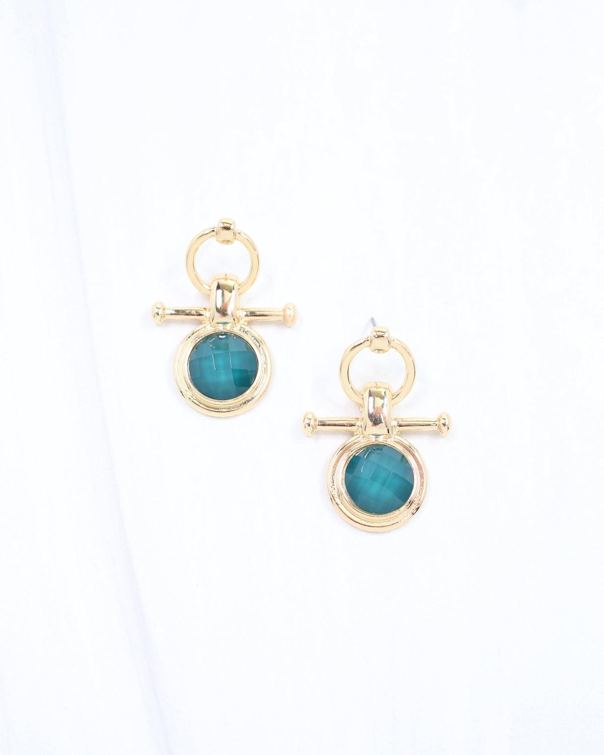 May Faceted Post Earring Teal