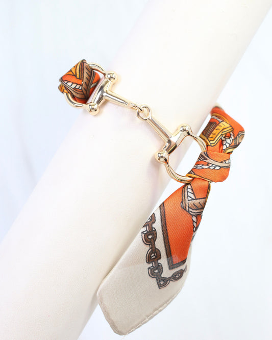Lana Horsebit Scarf Bracelet Orange
