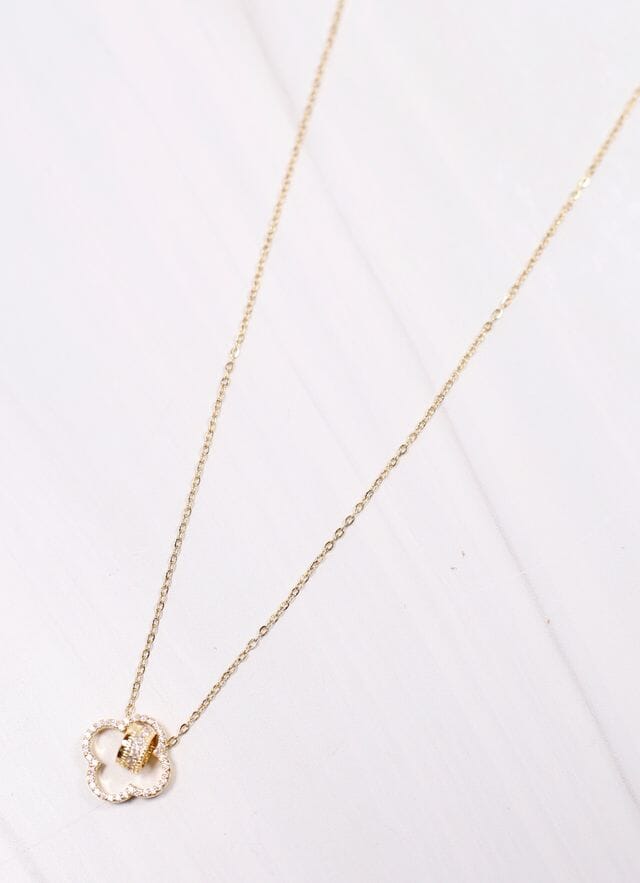 Fleming CZ Clover Necklace GOLD - Caroline Hill