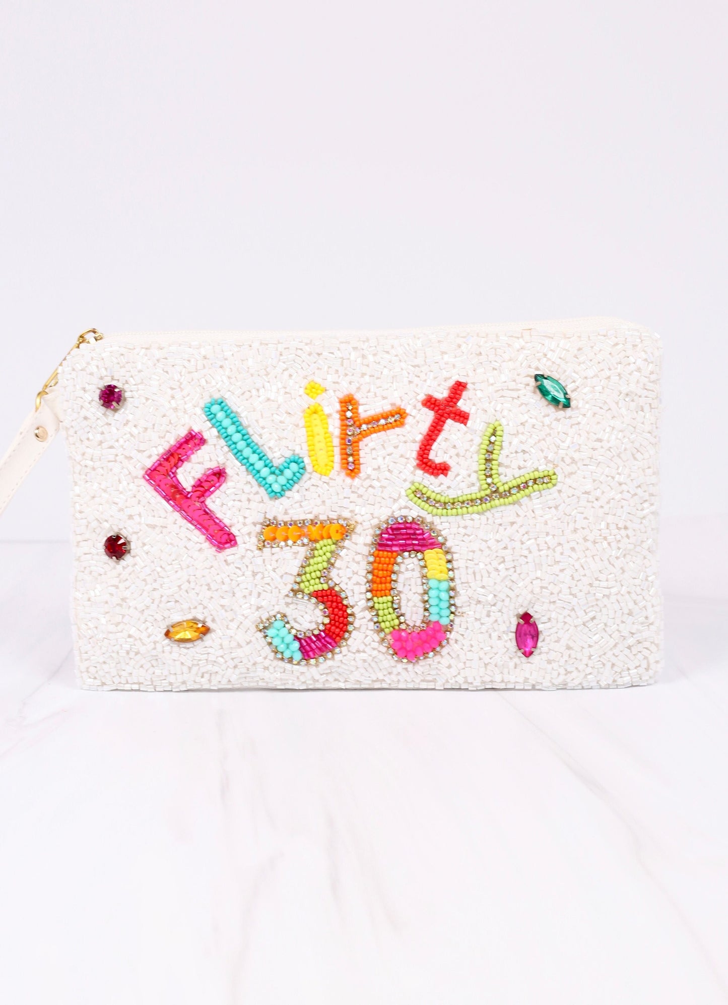 Flirty 30 Beaded Wristlet WHITE MULTI - Caroline Hill