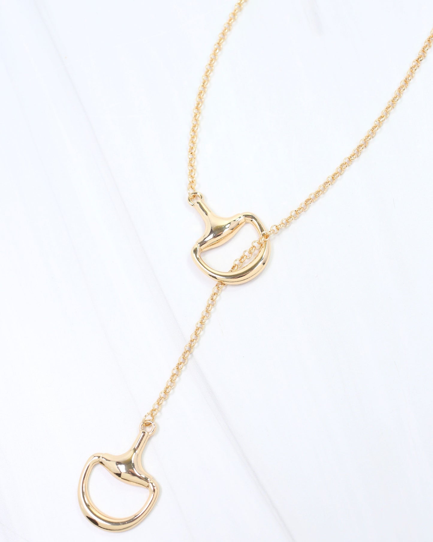 Colton Horsebit Y Necklace WR Gold
