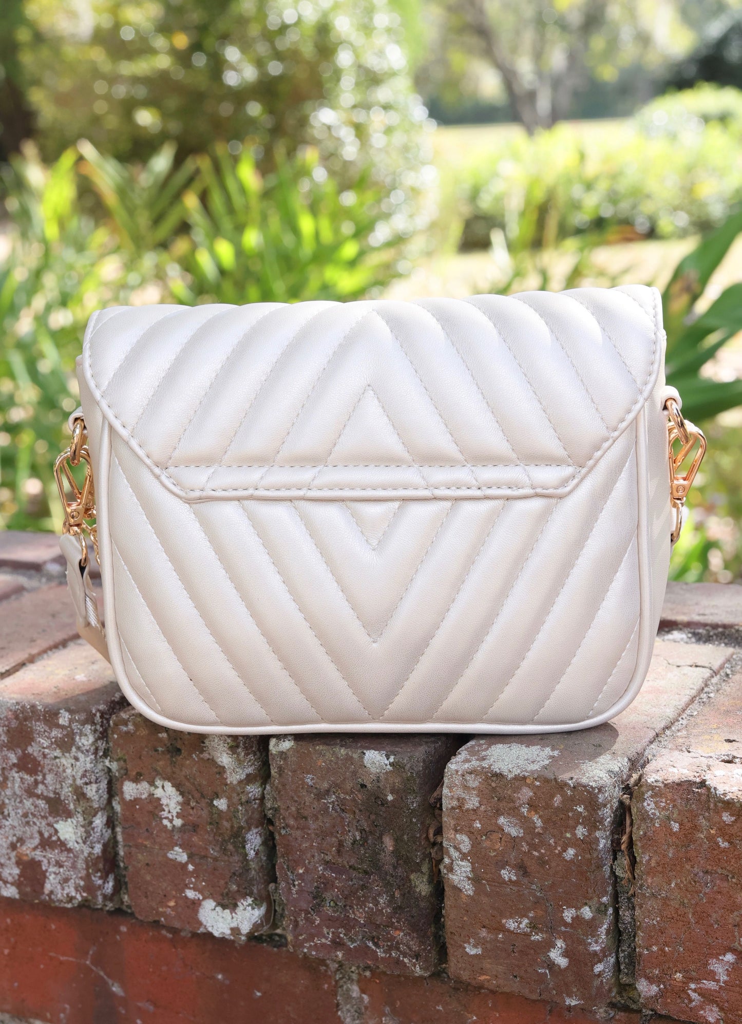 Angela Quilted Crossbody Pearl V Quilted