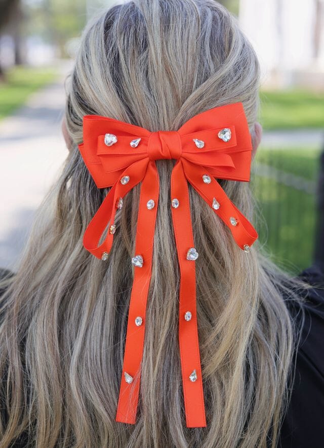 Futrelle CZ Hair Bow ORANGE - Caroline Hill