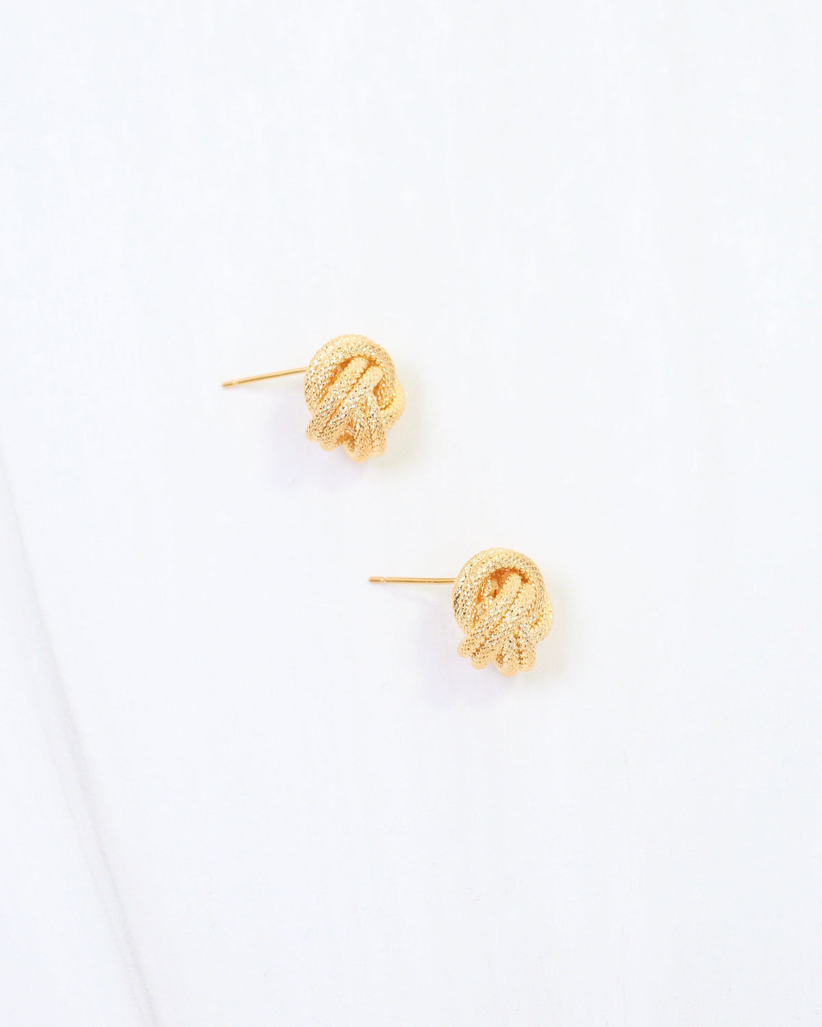 Aldana Textured Knot Stud Earring WR Gold