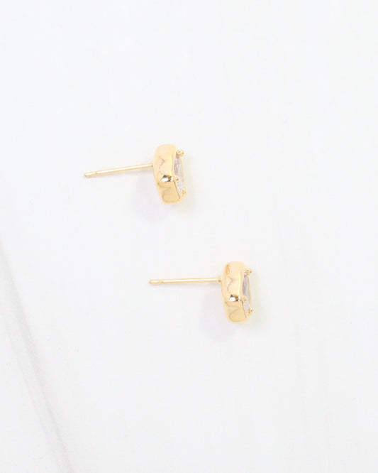 Mackenzie Tear Drop CZ Stud Earring WR Gold
