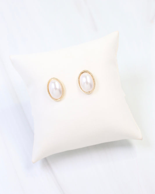 Haddonfield Pearl Oval Earrings WR Gold