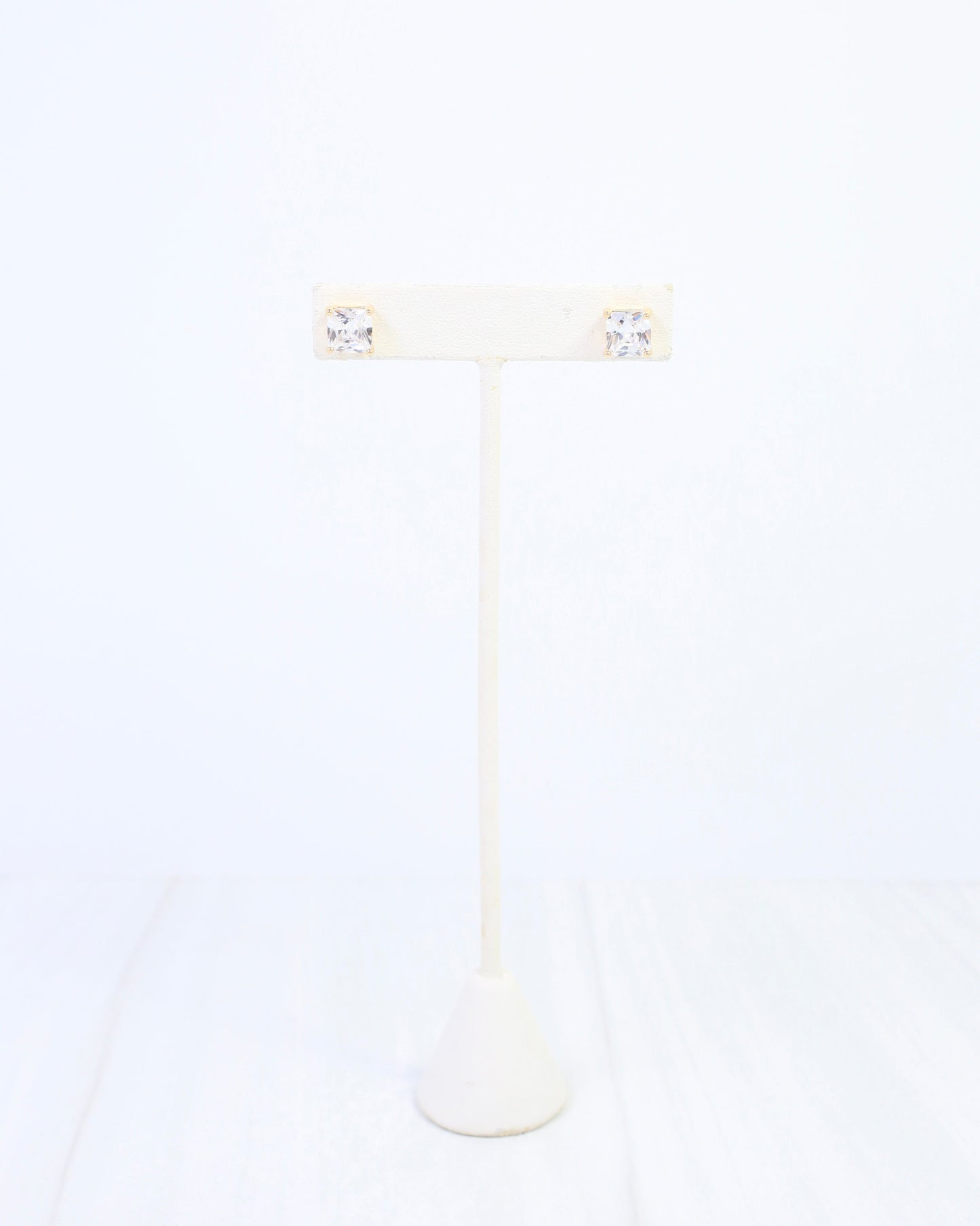 Liza Square CZ Stud Earring WR Gold