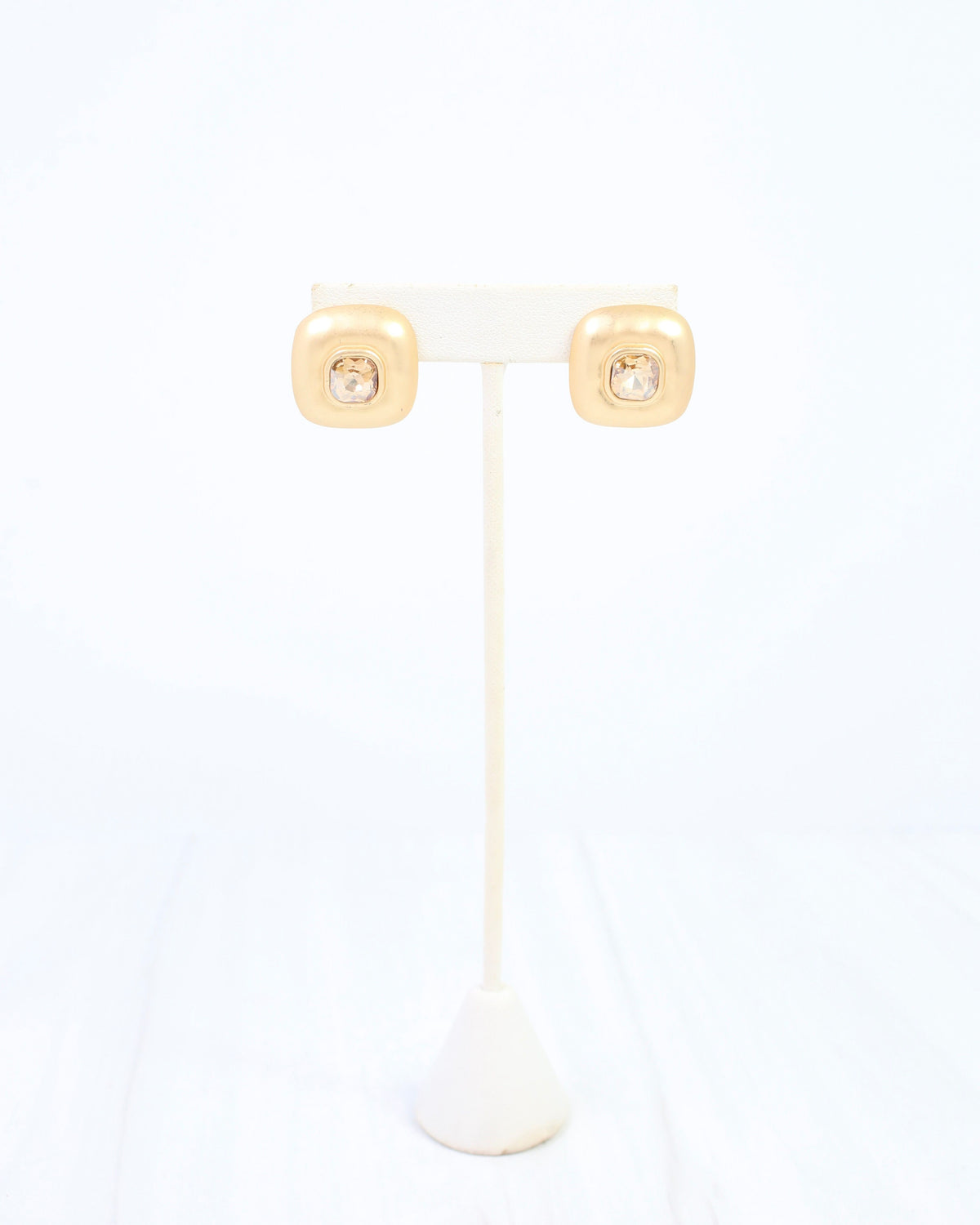 Monica Square Stud Earring Champagne