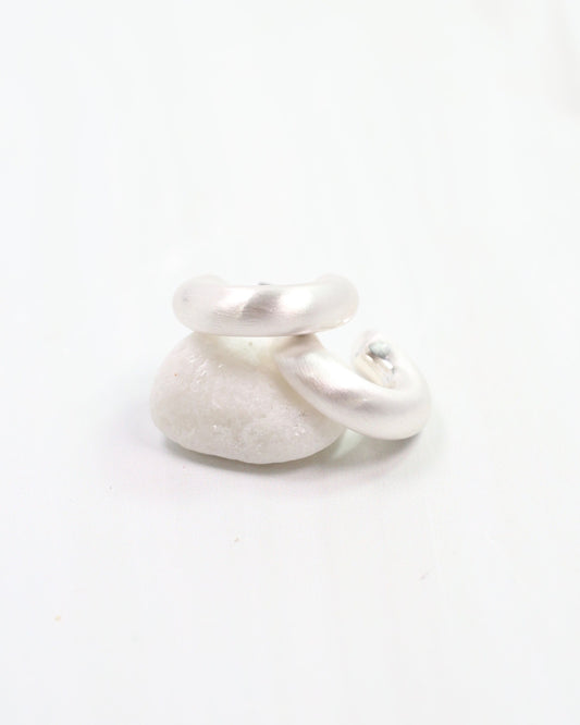 Biance Hoop Earring Worn Silver