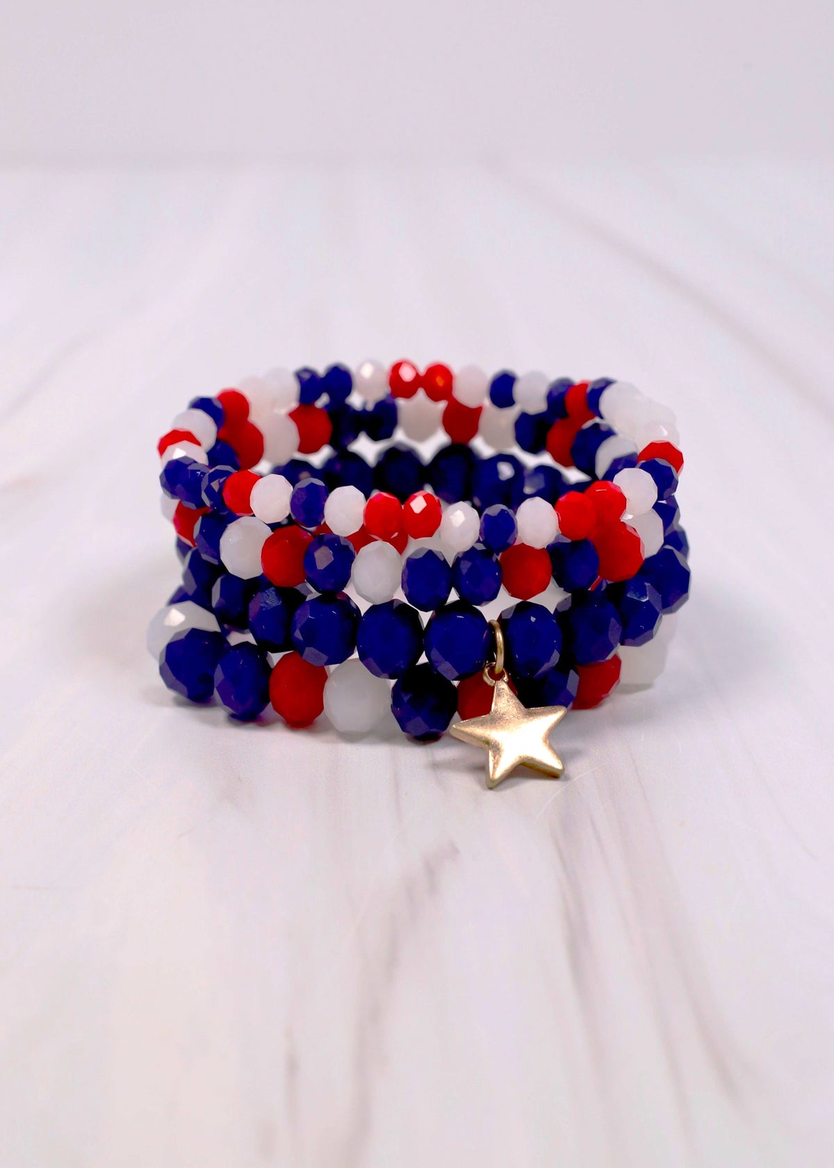 Gabriola Star Bracelet Set RED WHITE BLUE - Caroline Hill