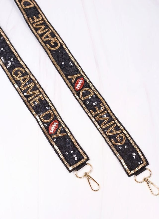 Game Day Sequin Strap BLACK GOLD - Caroline Hill