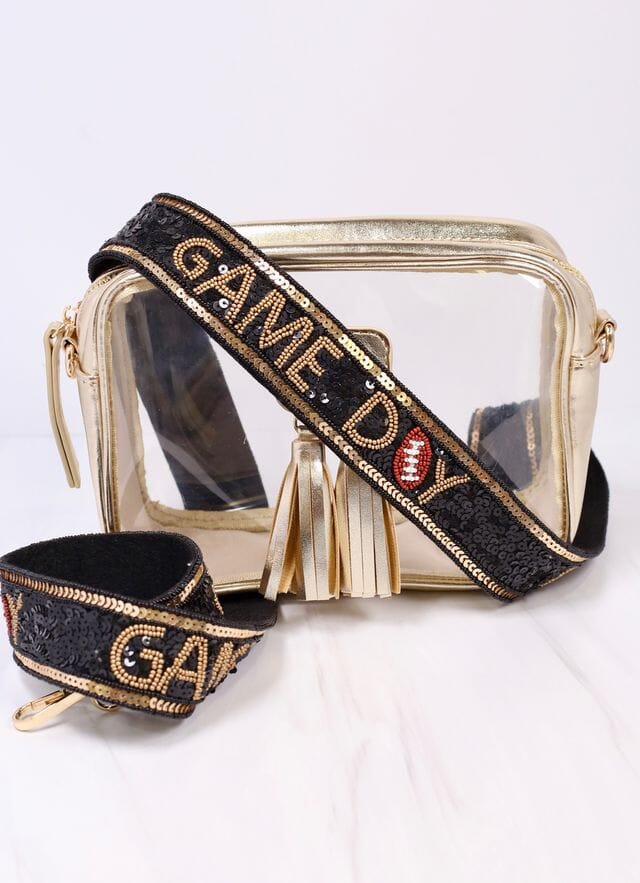 Game Day Sequin Strap BLACK GOLD - Caroline Hill