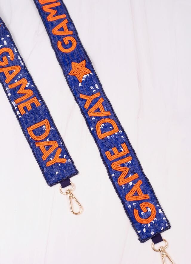 Game Day Spirit Sequin Strap NAVY ORANGE - Caroline Hill