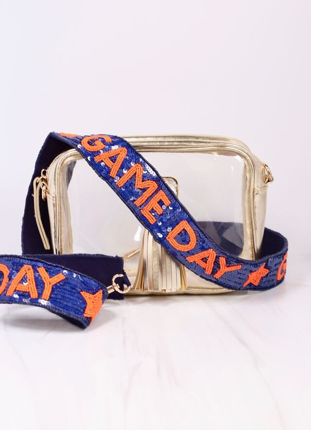 Game Day Spirit Sequin Strap NAVY ORANGE - Caroline Hill