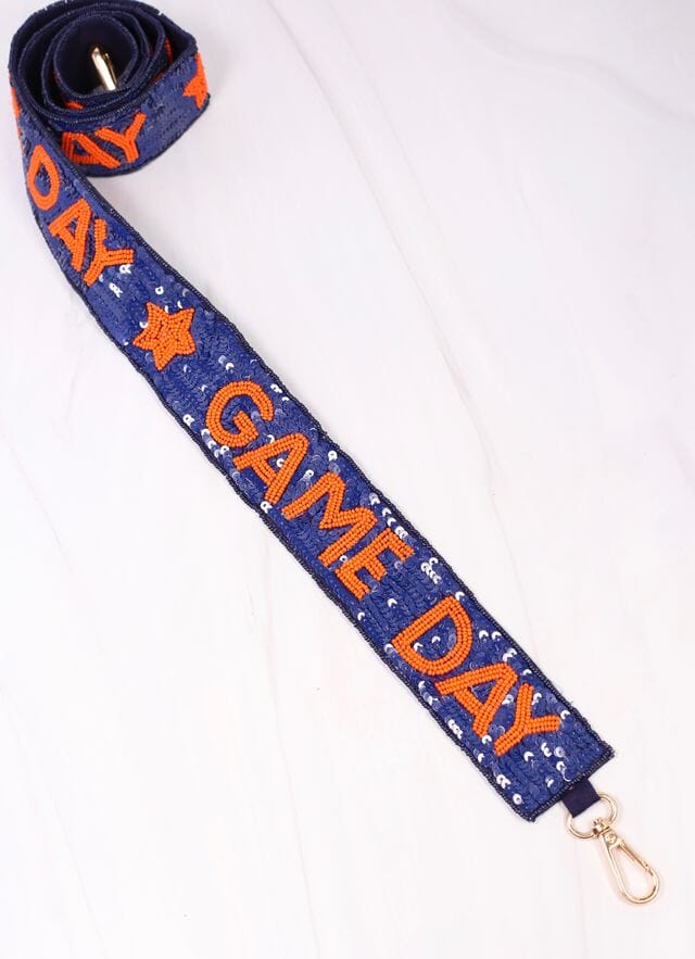 Game Day Spirit Sequin Strap NAVY ORANGE - Caroline Hill