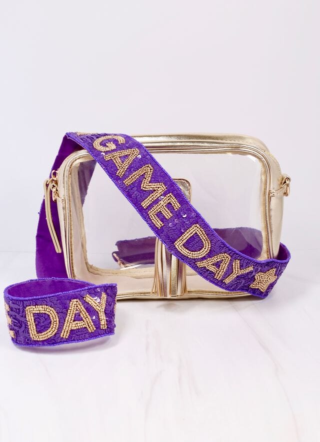 Game Day Spirit Sequin Strap PURPLE GOLD - Caroline Hill