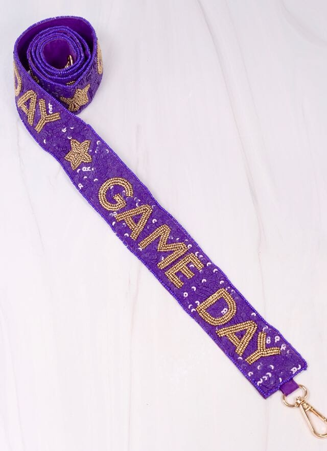 Game Day Spirit Sequin Strap PURPLE GOLD - Caroline Hill