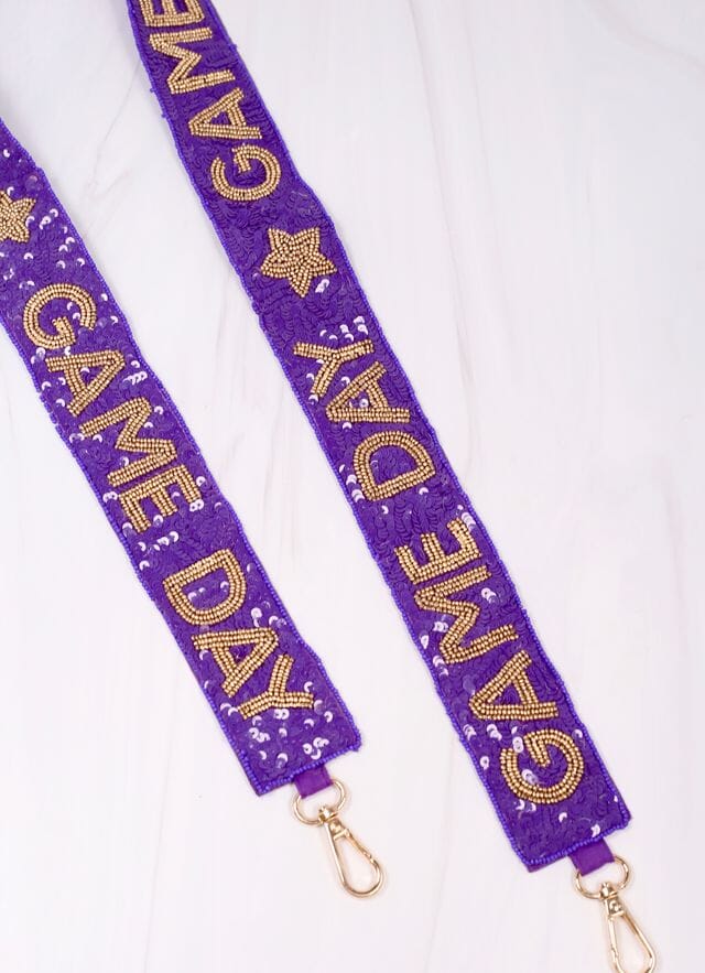 Game Day Spirit Sequin Strap PURPLE GOLD - Caroline Hill