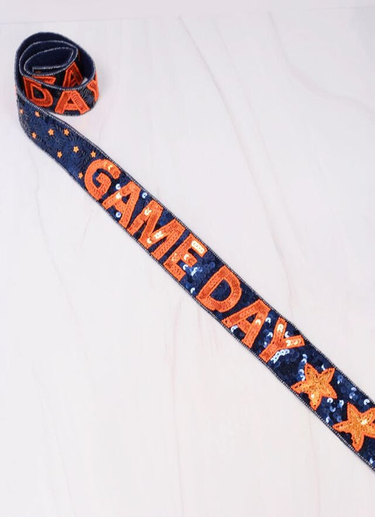 Game Day Star Sequin Strap NAVY ORANGE - Caroline Hill