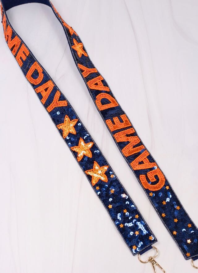 Game Day Star Sequin Strap NAVY ORANGE - Caroline Hill