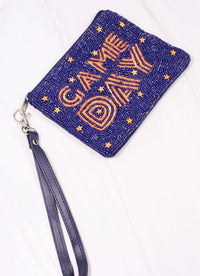 Game Day Star Wristlet NAVY ORANGE - Caroline Hill