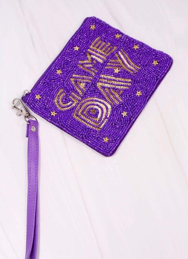 Game Day Star Wristlet PURPLE GOLD - Caroline Hill