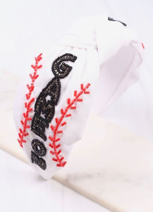 Game On Baseball Headband WHITE - Caroline Hill