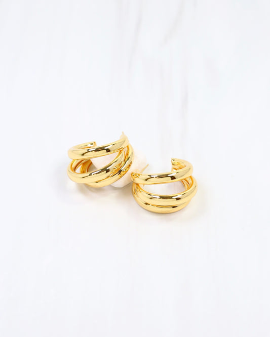 Binghampton Triple Hoop Earring WR Gold