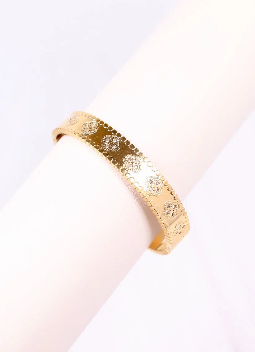 Lune CZ Clover Bracelet GOLD