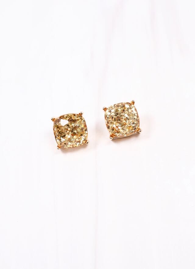 Georgie Glitter Stud Earring GOLD - Caroline Hill