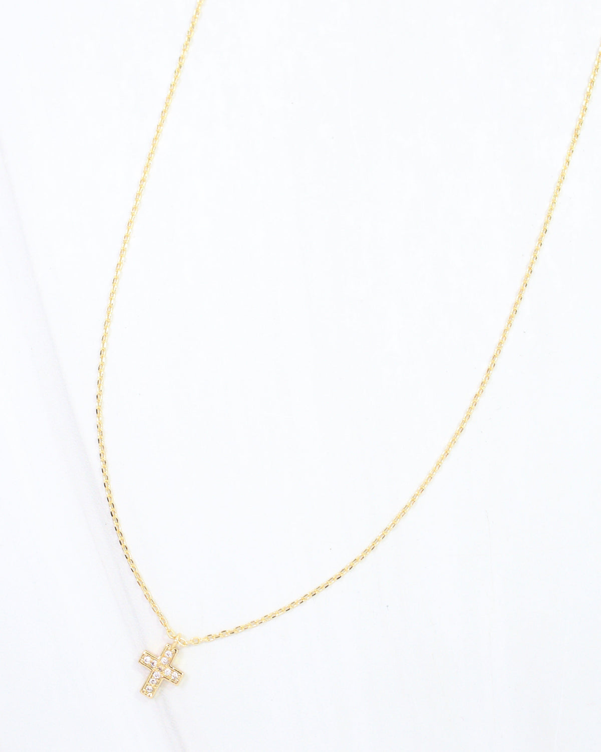 St Augustine CZ Cross Necklace WR Gold