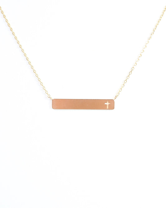 Faith Bar Necklace Gold