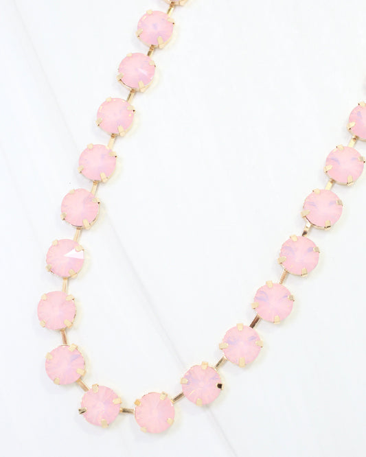 Roxanne Rhinestone Necklace Pink Opal