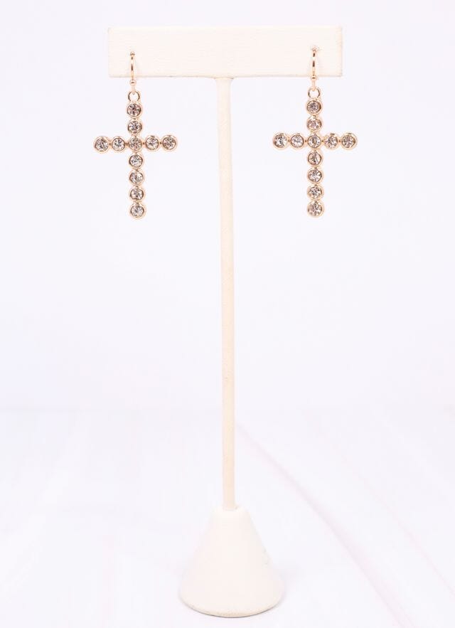 Gleason CZ Cross Earring GOLD - Caroline Hill