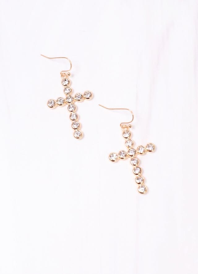 Gleason CZ Cross Earring GOLD - Caroline Hill