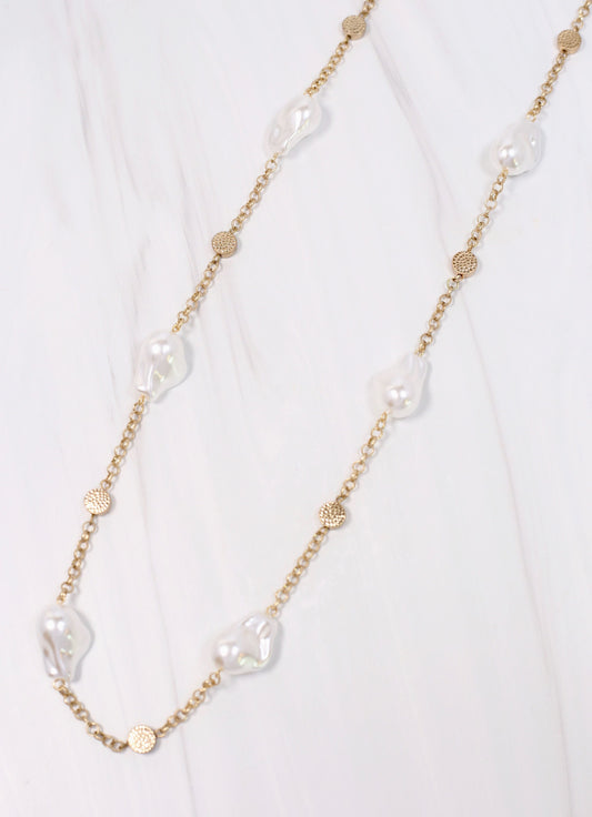 Glenella Long Pearl Necklace GOLD - Caroline Hill