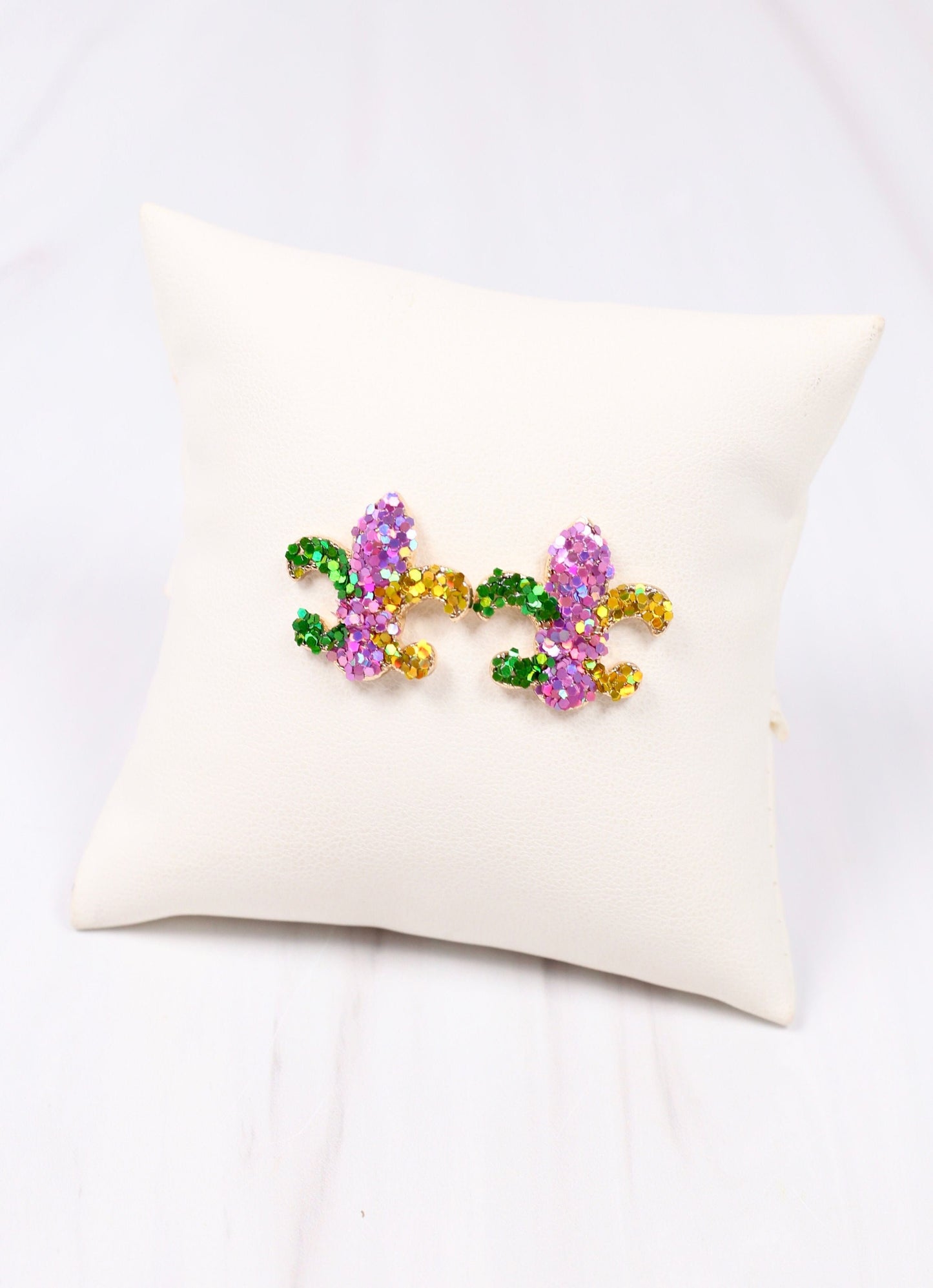 Glitter Fleur de Lis Stud Earring MULTI - Caroline Hill