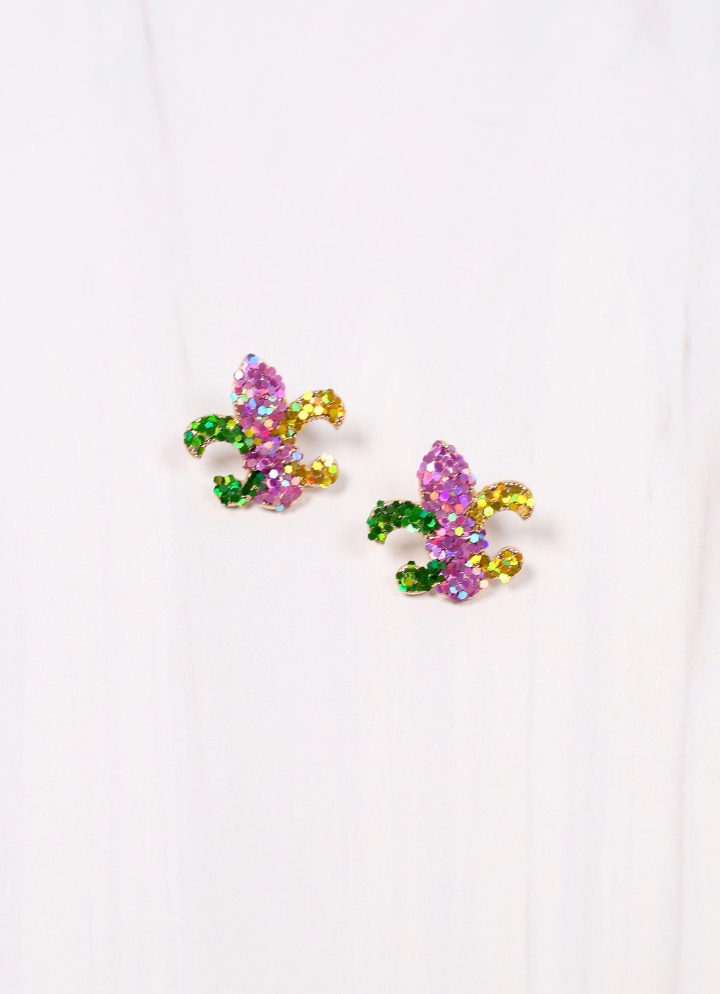 Glitter Fleur de Lis Stud Earring MULTI - Caroline Hill